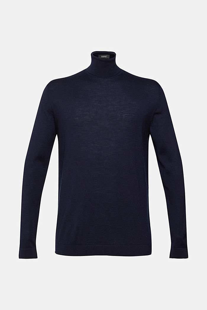 Roll neck wool sweater, NAVY, detail-asia image number 7