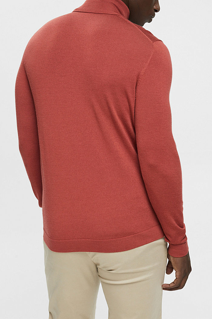 Roll neck wool sweater, TERRACOTTA, detail-asia image number 3