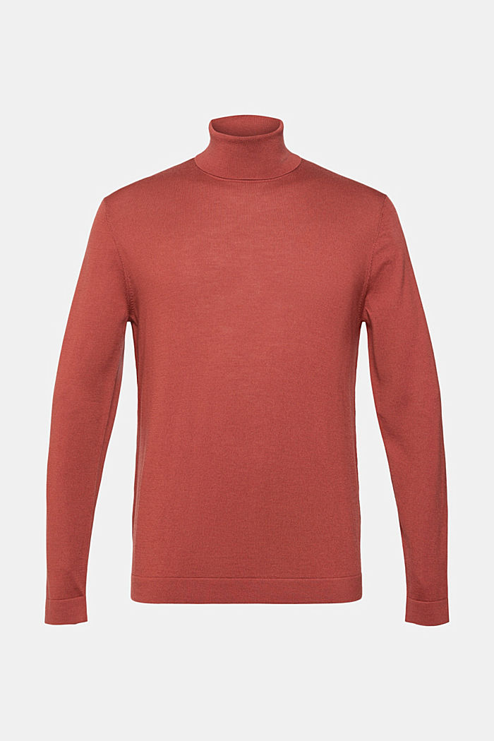 Roll neck wool sweater, TERRACOTTA, detail-asia image number 6