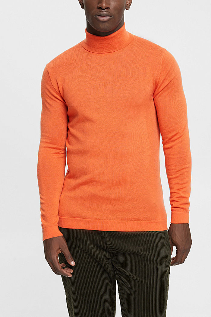 Roll neck wool sweater, RUST ORANGE, detail-asia image number 0
