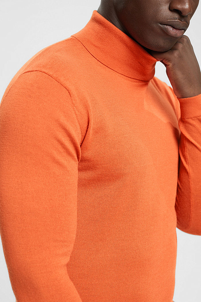 Roll neck wool sweater, RUST ORANGE, detail-asia image number 2
