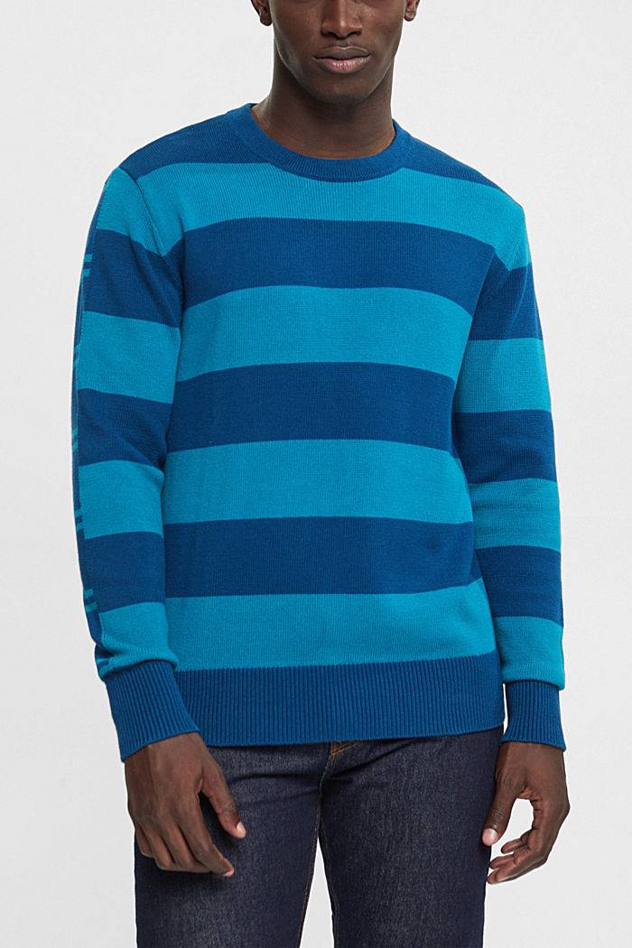 Striped jumper, PETROL BLUE, detail-asia image number 0