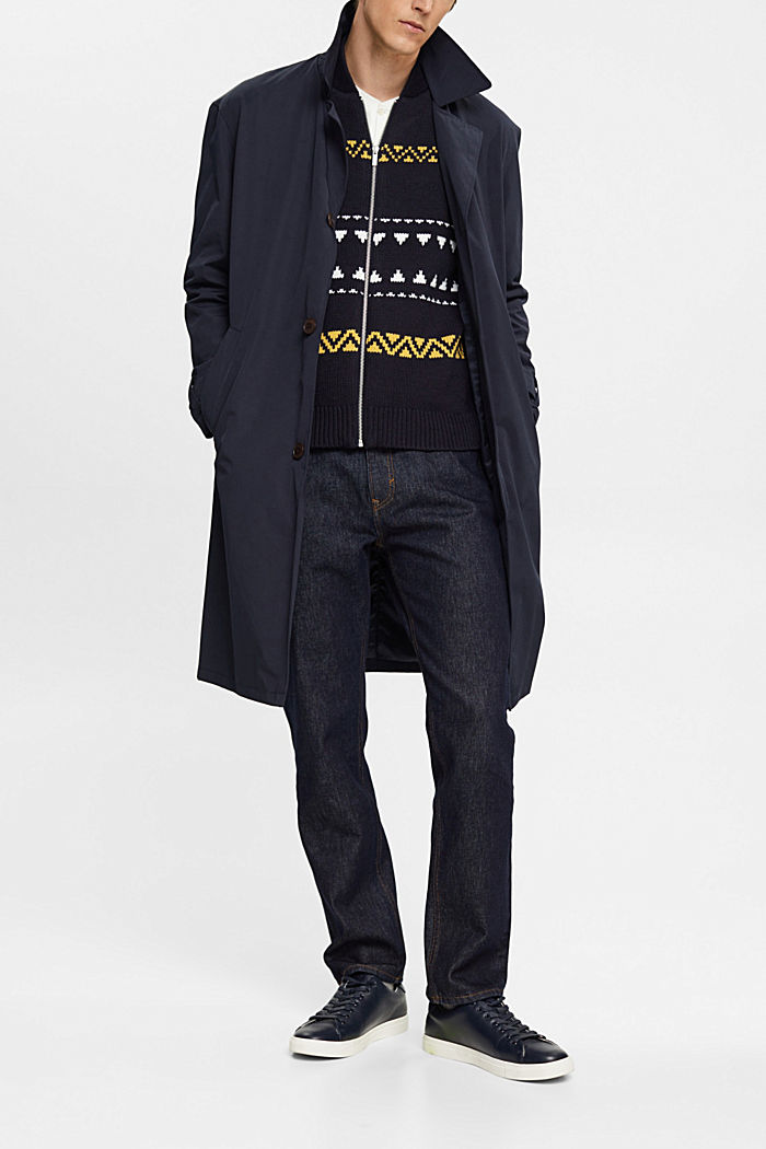 Knitted jacquard zip cardigan, NAVY, detail-asia image number 1