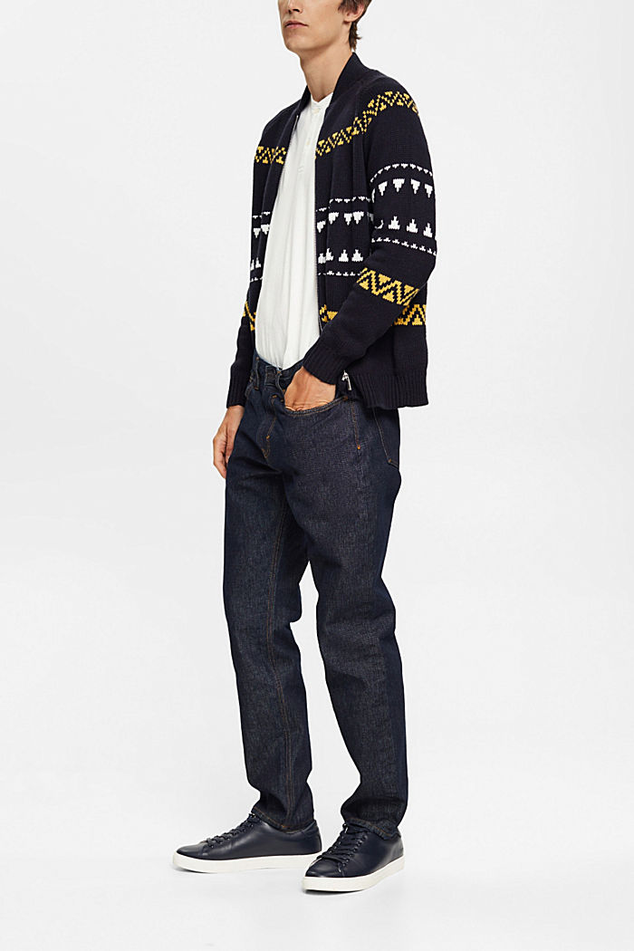 Knitted jacquard zip cardigan, NAVY, detail-asia image number 4