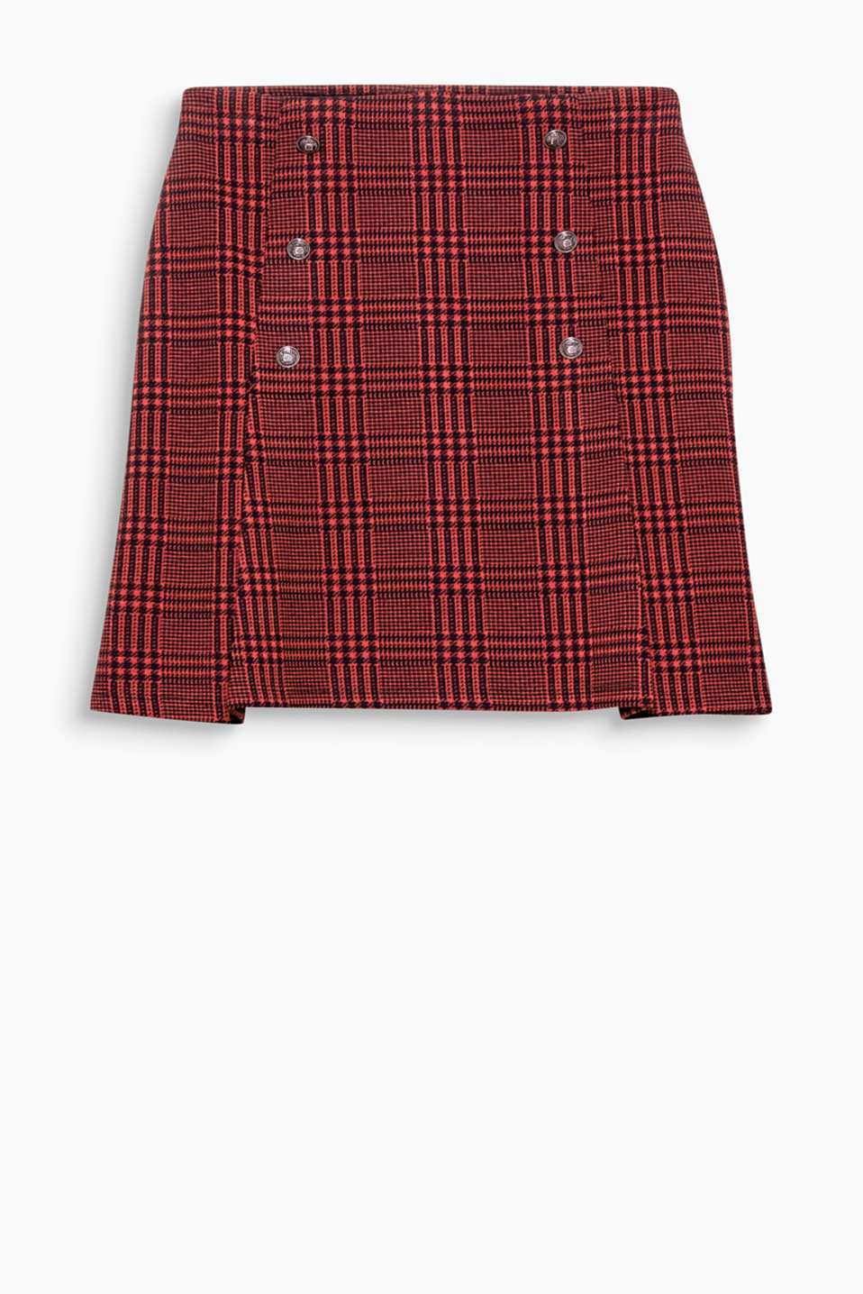 Esprit - Jersey stretch skirt with checks and pleats at our Online Shop