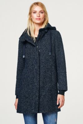 Esprit - Adjustable wool blend bouclé coat at our Online Shop