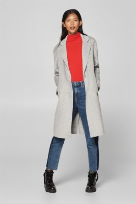 Esprit Unlined coat with wool in a sleek design at our Online Shop