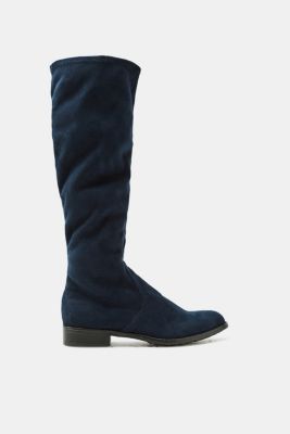navy stretch long boots