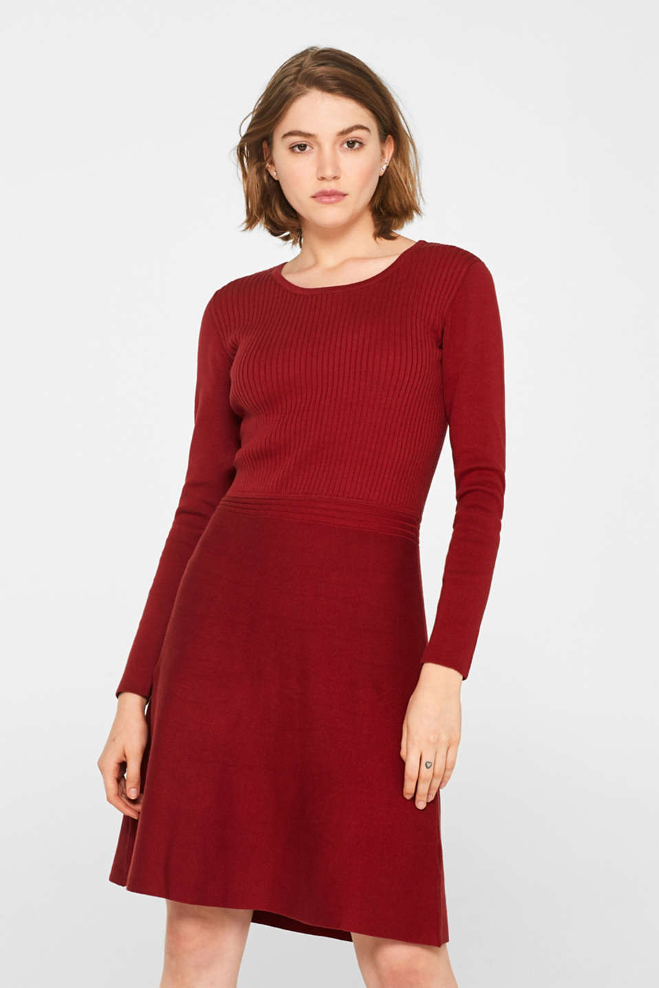 edc - Knit dress with a ribbed texture at our Online Shop