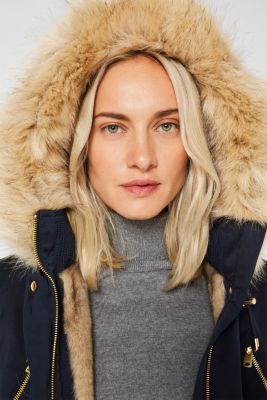 esprit faux fur hood contrast detail parka