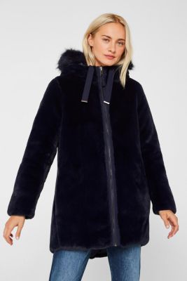 Esprit - Quilted reversible faux fur jacket at our Online Shop