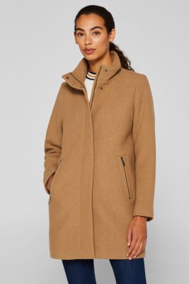 Esprit Made of blended wool Coat with a standup collar at our Online Shop