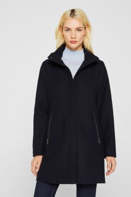 Esprit Wool blend coat with a standup collar at our Online Shop