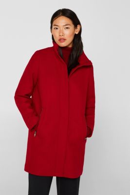 Esprit Made of blended wool coat with standup collar at our Online Shop