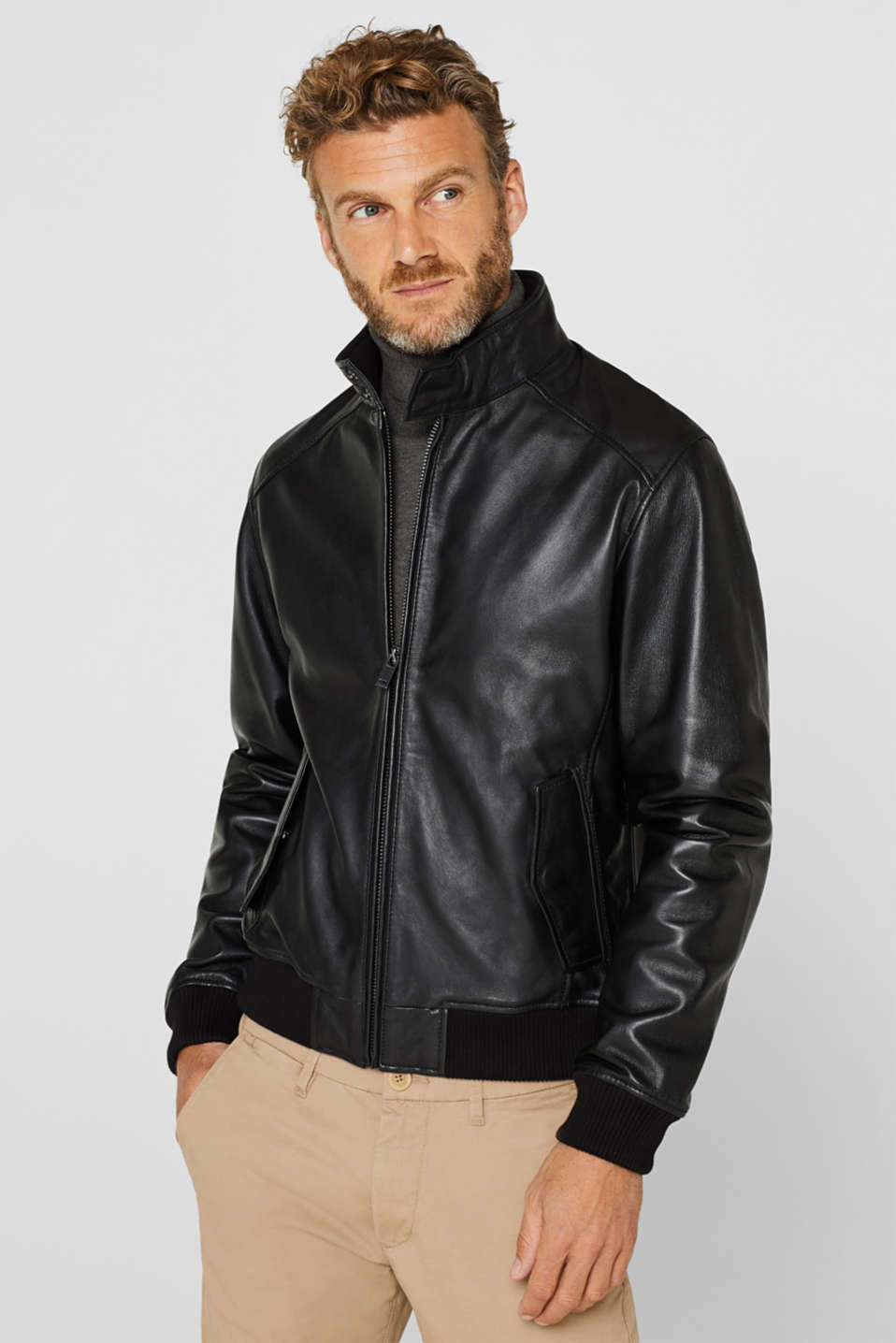 Esprit - Biker jacket in nappa leather at our Online Shop