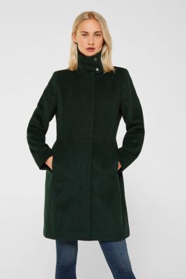 Esprit - Wool blend: coat with a stand-up collar at our Online Shop