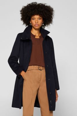 Esprit - Made of blended wool: Coat with a stand-up collar at our ...