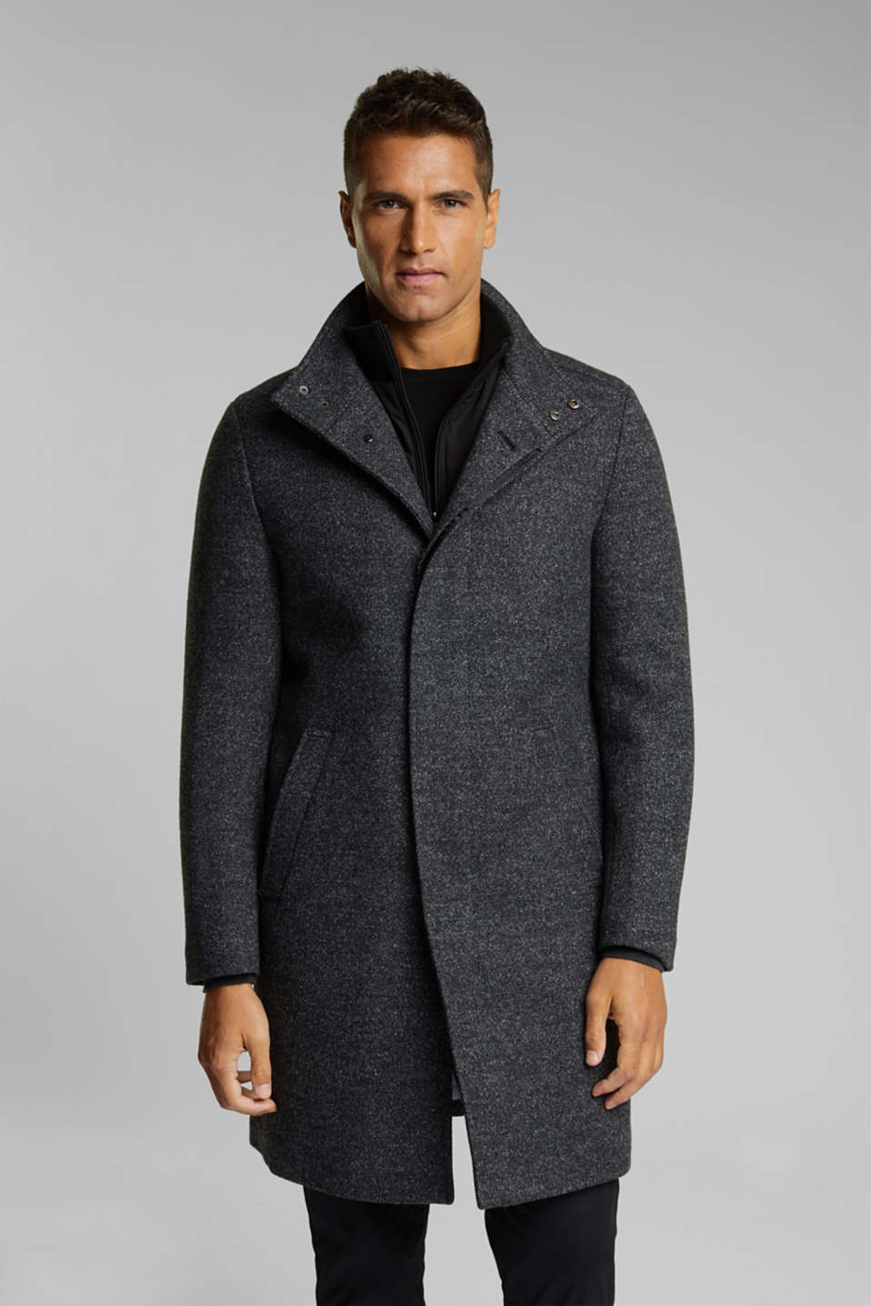 Esprit - Wool blend: padded coat in a 2-in-1 look at our Online Shop