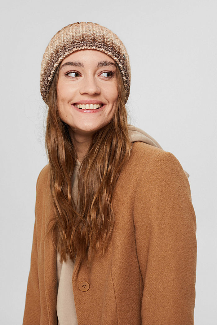 Wool blend: ribbed knit beanie