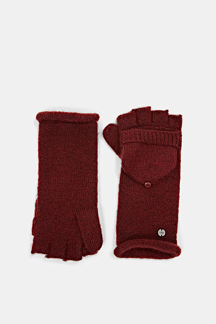 Made of recycled material: 2-in-1 gloves, GARNET RED, overview