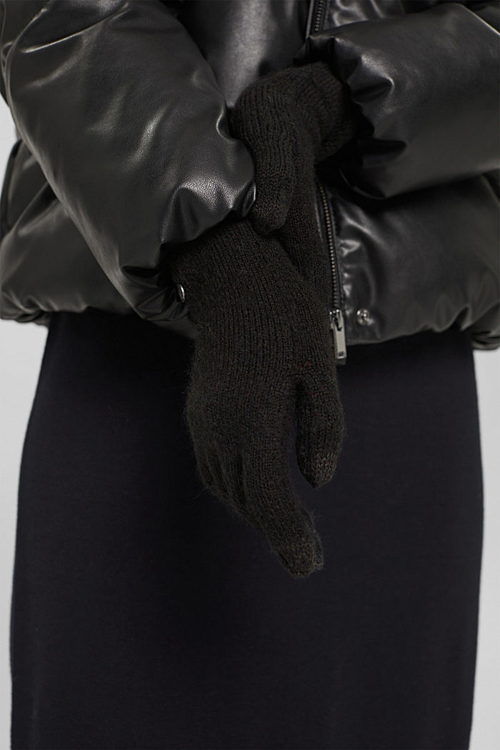 Recycelt: Handschuhe aus Strick, BLACK, detail image number 2