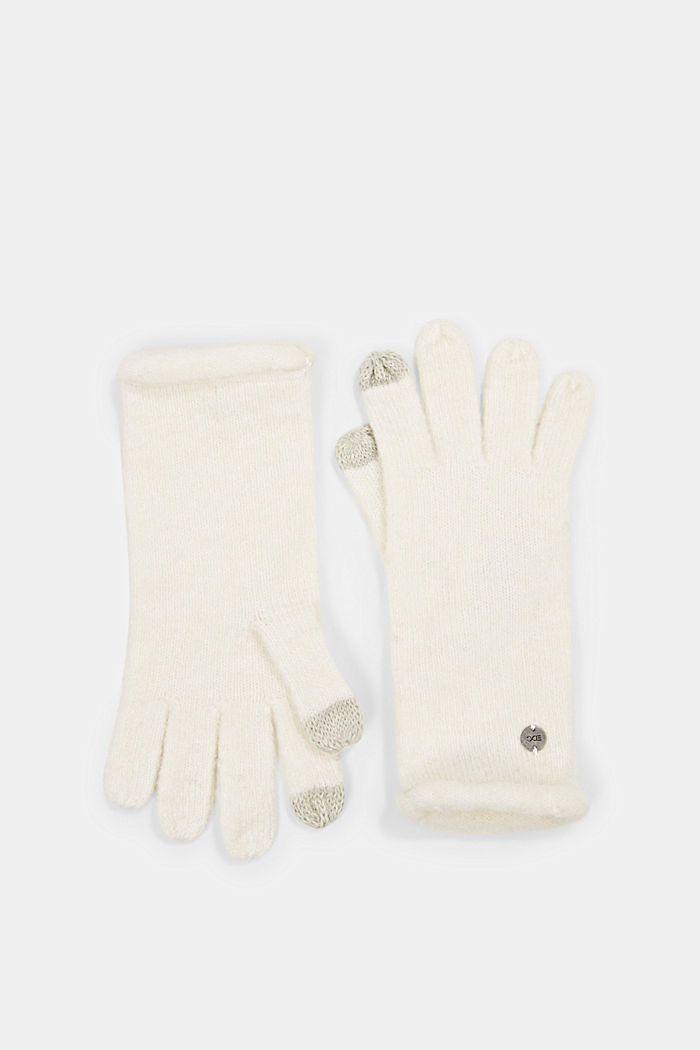 En matière recyclée : les gants en maille, OFF WHITE, detail image number 0