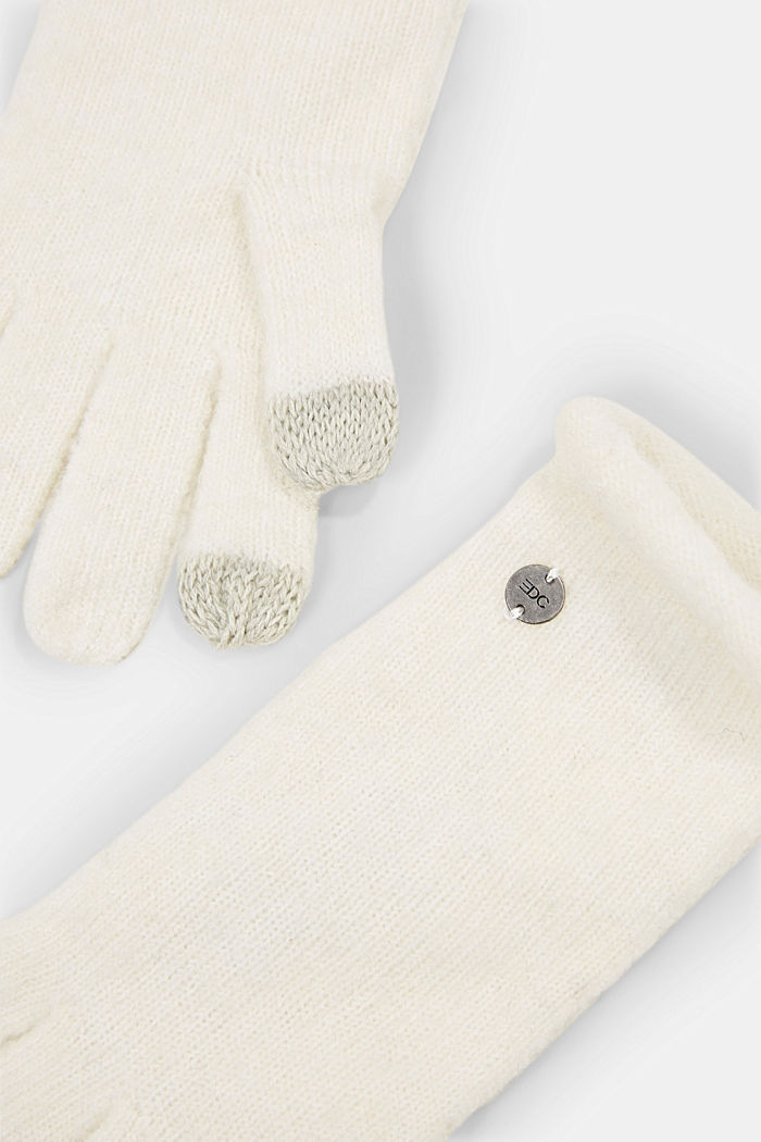 En matière recyclée : les gants en maille, OFF WHITE, detail image number 1