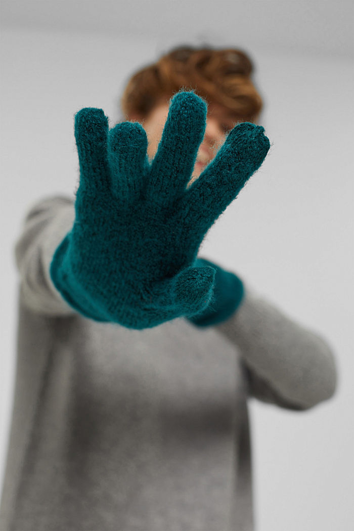 Recycelt: Handschuhe aus Strick, EMERALD GREEN, detail image number 3