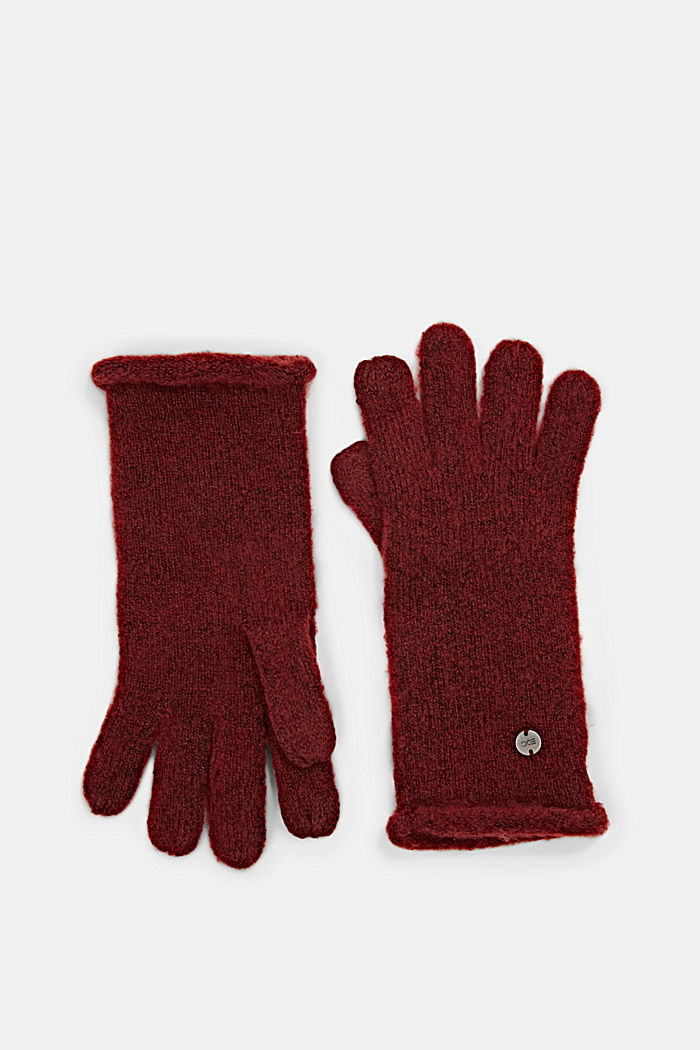 Recycelt: Handschuhe aus Strick, GARNET RED, detail image number 0