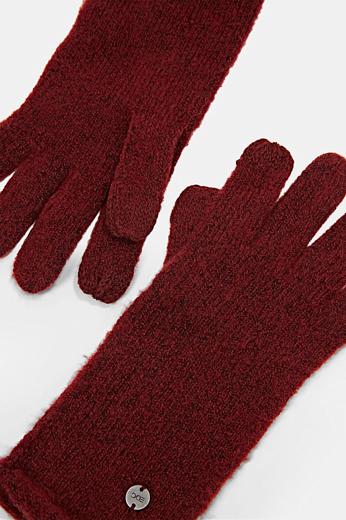Recycelt: Handschuhe aus Strick, GARNET RED, detail image number 1