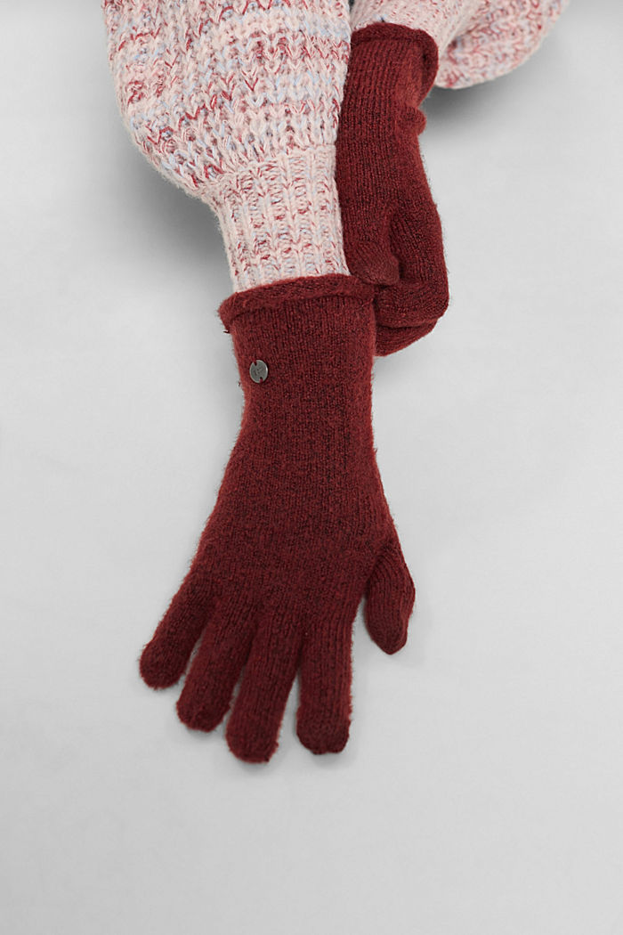 Recycelt: Handschuhe aus Strick, GARNET RED, detail image number 2