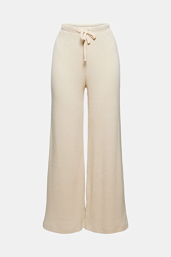 Reciclado: pantalón de punto acanalado con perneras amplias, BEIGE, overview