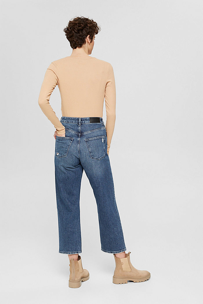 Jeans met een used look, organic cotton, BLUE DARK WASHED, detail image number 3