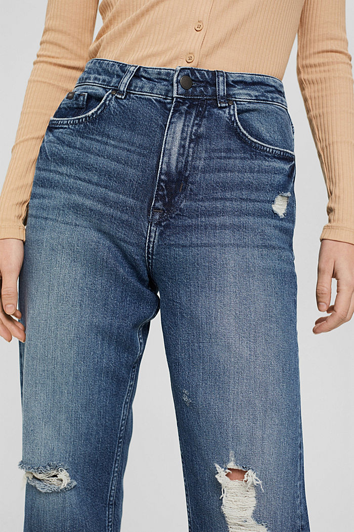 Jeans met een used look, organic cotton, BLUE DARK WASHED, detail image number 2