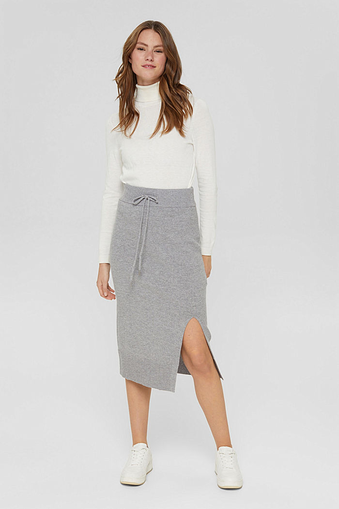 Wool blend: Midi-length knit skirt