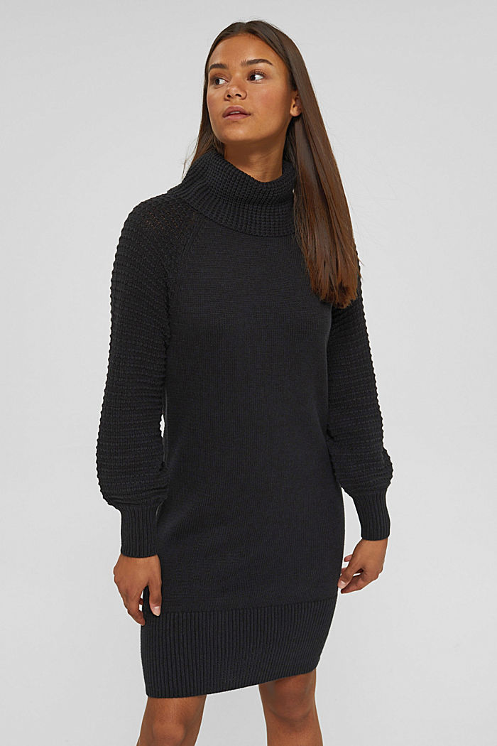 Knit dress with a polo neck in an organic cotton blend
