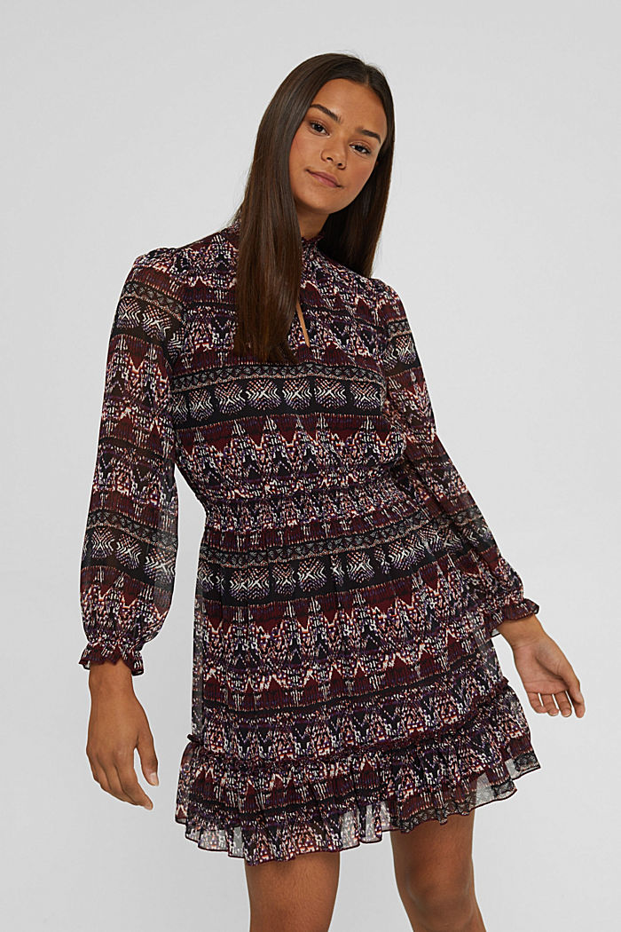 Recycled: chiffon dress with a tribal print
