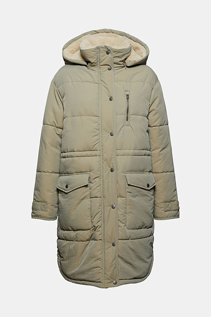 Recycled: padded parka with plush