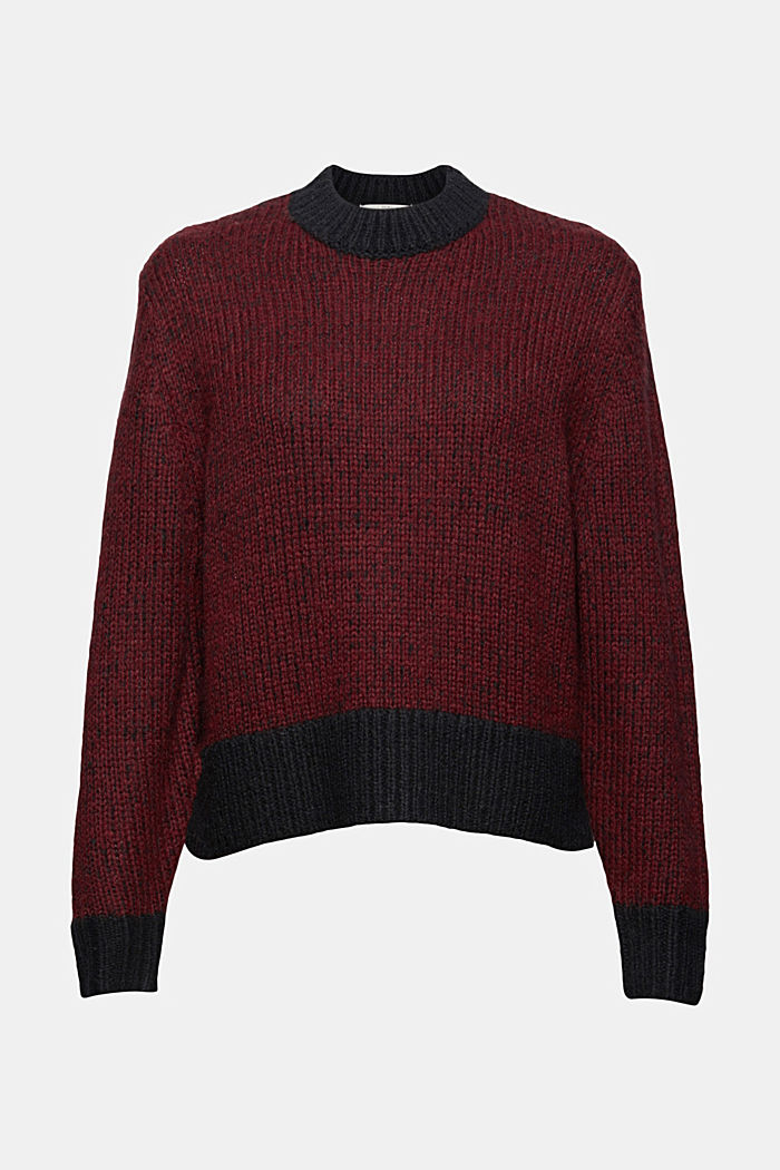 Con lana: jersey bicolor, GARNET RED, detail image number 6