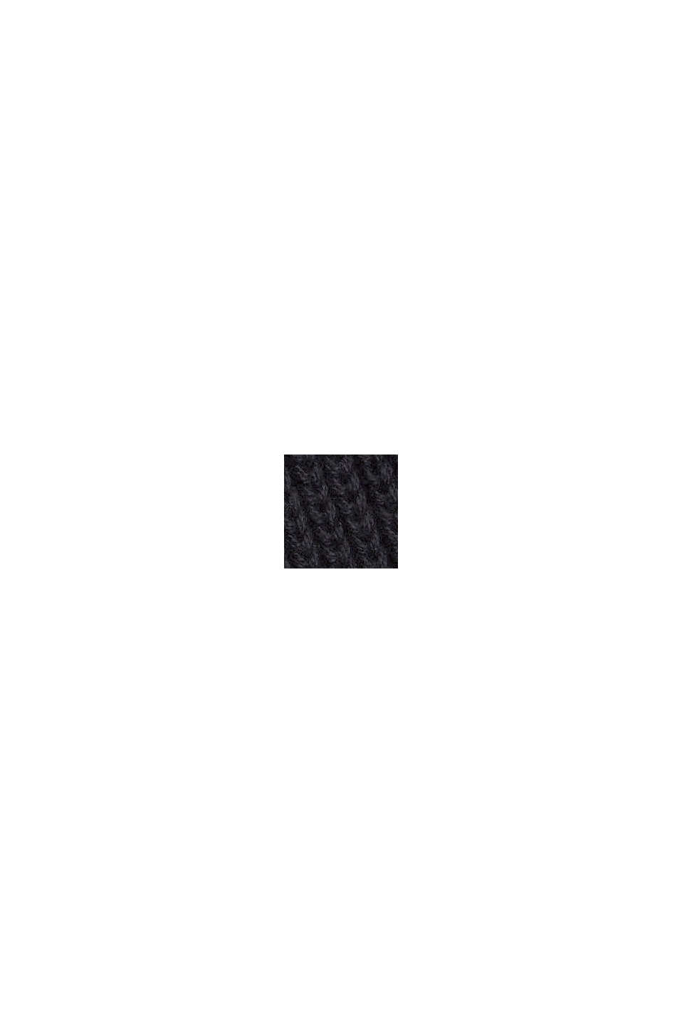 Sweter z okrągłym dekoltem z mieszanki bawełnianej, BLACK, swatch