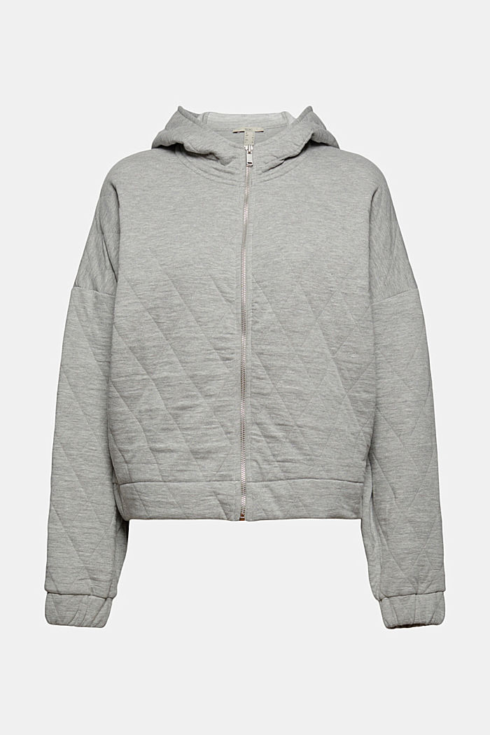Quiltet hoodie med lynlås, af økologisk bomuld