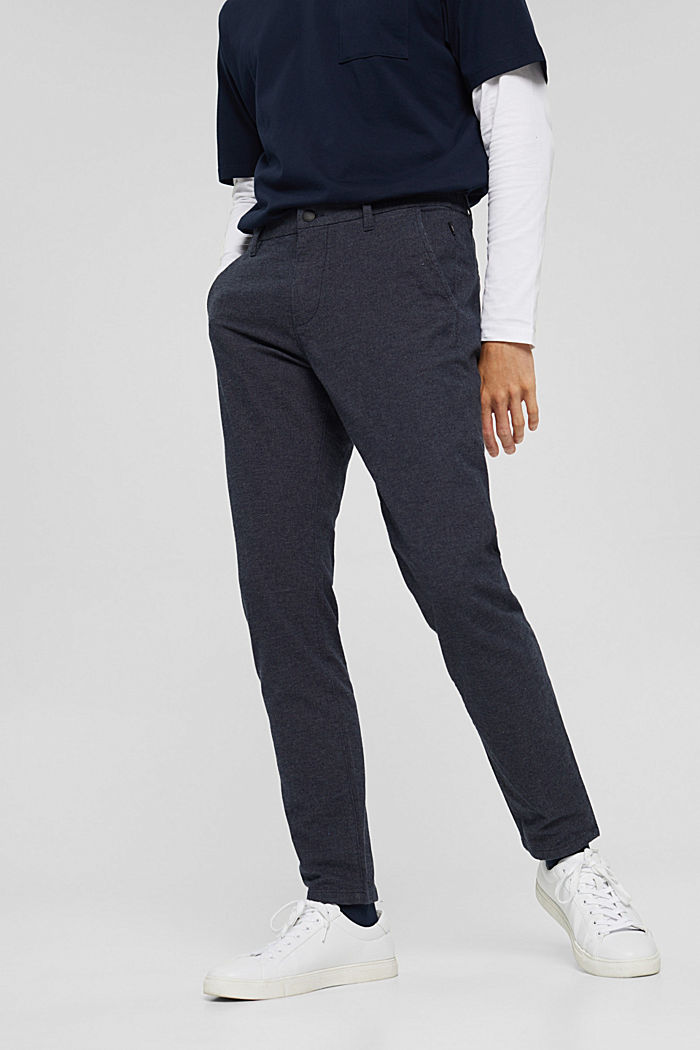 Pantalón de franela con cintura elástica, algodón ecológico, DARK BLUE, detail image number 0