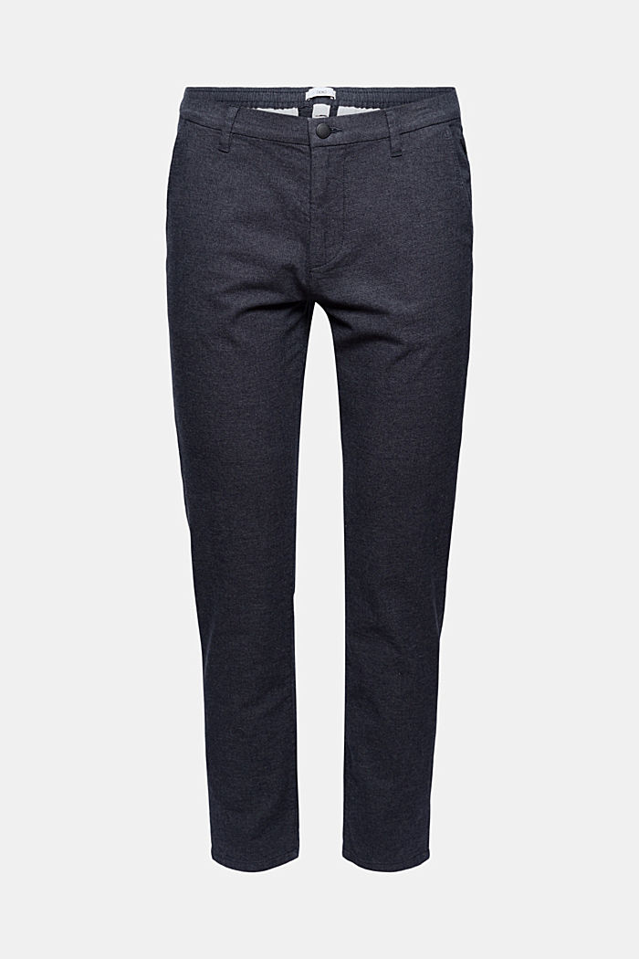 Pantalón de franela con cintura elástica, algodón ecológico, DARK BLUE, overview