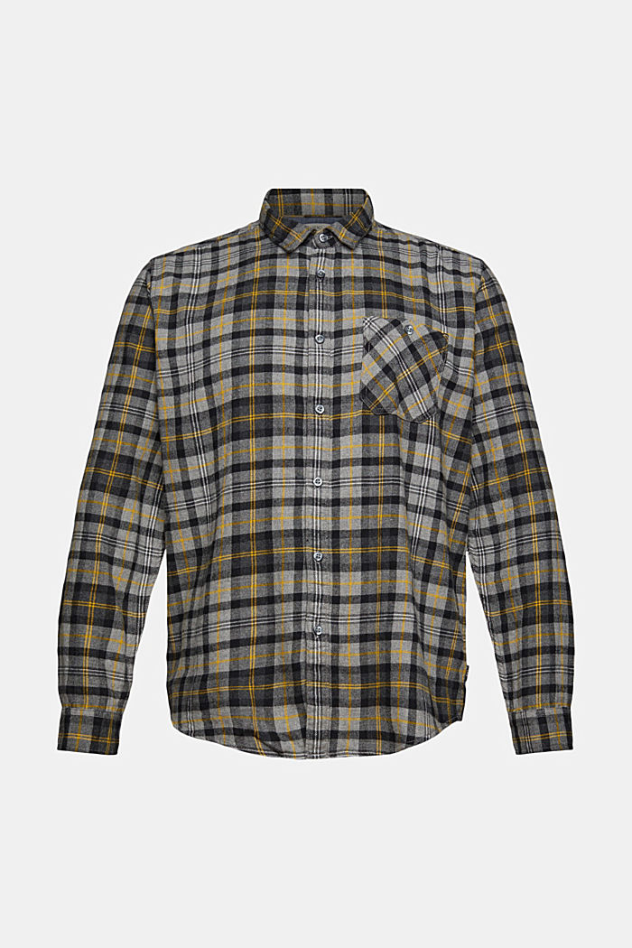 Camisa de algodón con diseño a cuadros, MEDIUM GREY, overview