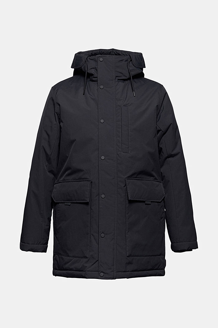 Reciclada: chaqueta acolchada con capucha, BLACK, overview