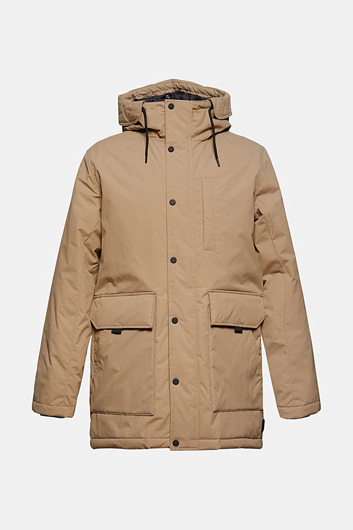 Reciclada: chaqueta acolchada con capucha, LIGHT TAUPE, overview