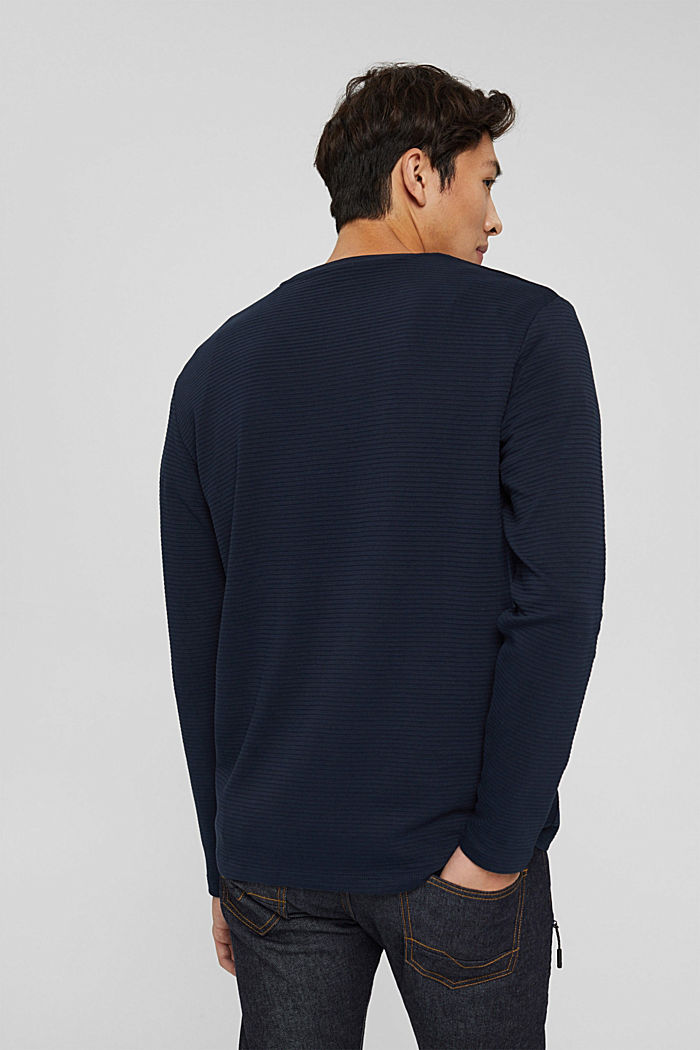 Sweatshirt mit Struktur aus Baumwoll-Mix, NAVY, detail image number 3