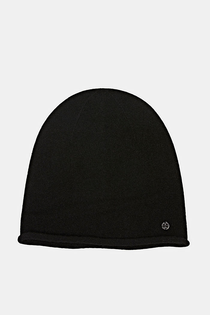 Made of cashmere/RWS wool: beanie with a rolled edge