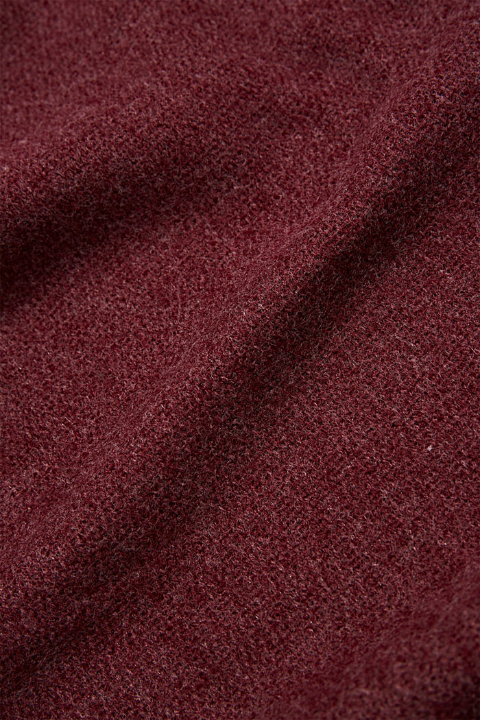 Made of recycled material: scarf with fine fringing, BORDEAUX RED, detail image number 2