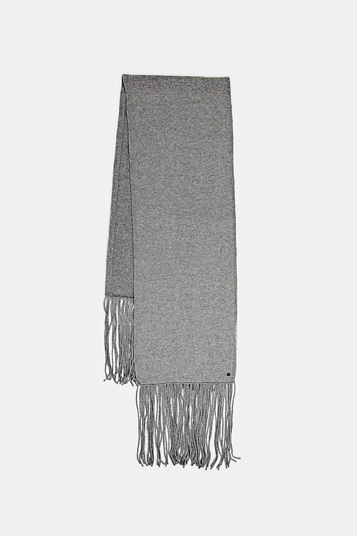 À teneur en laine RWS : l'écharpe à longues franges, GREY, detail image number 3